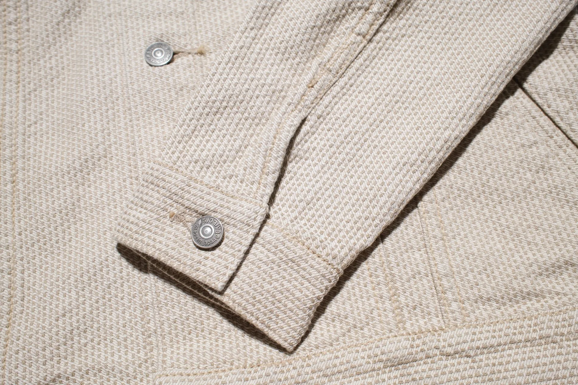 Pure Blue Japan 12.5oz "Double-Warps" Sashiko Type 3 Jacket (Ivory X Beige)
