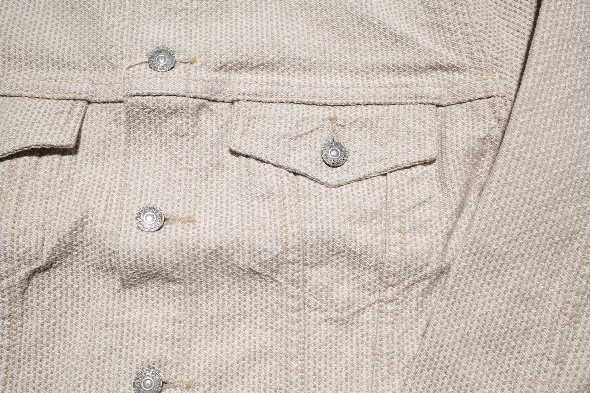Pure Blue Japan 12.5oz "Double-Warps" Sashiko Type 3 Jacket (Ivory X Beige)
