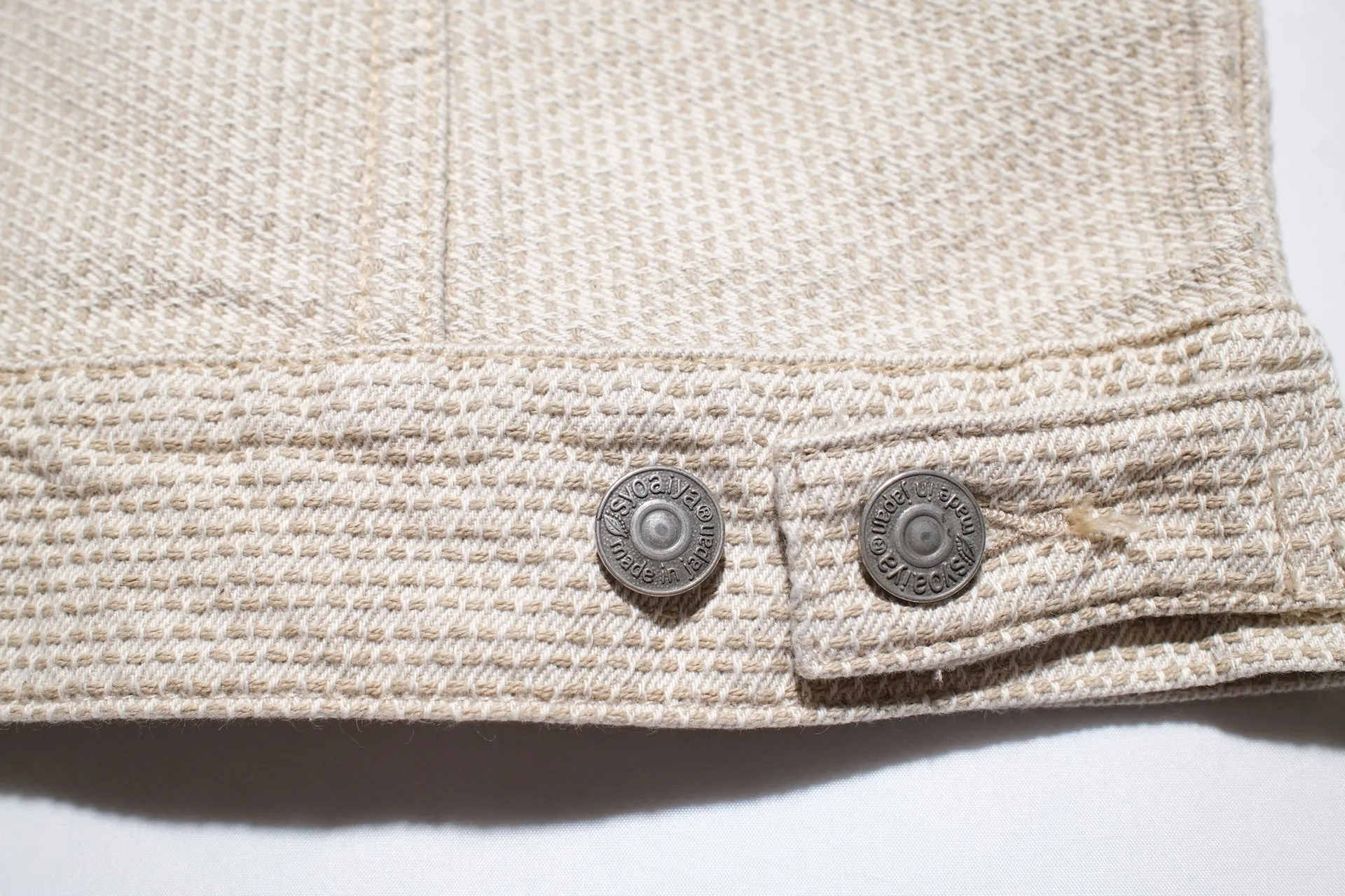 Pure Blue Japan 12.5oz "Double-Warps" Sashiko Type 3 Jacket (Ivory X Beige)