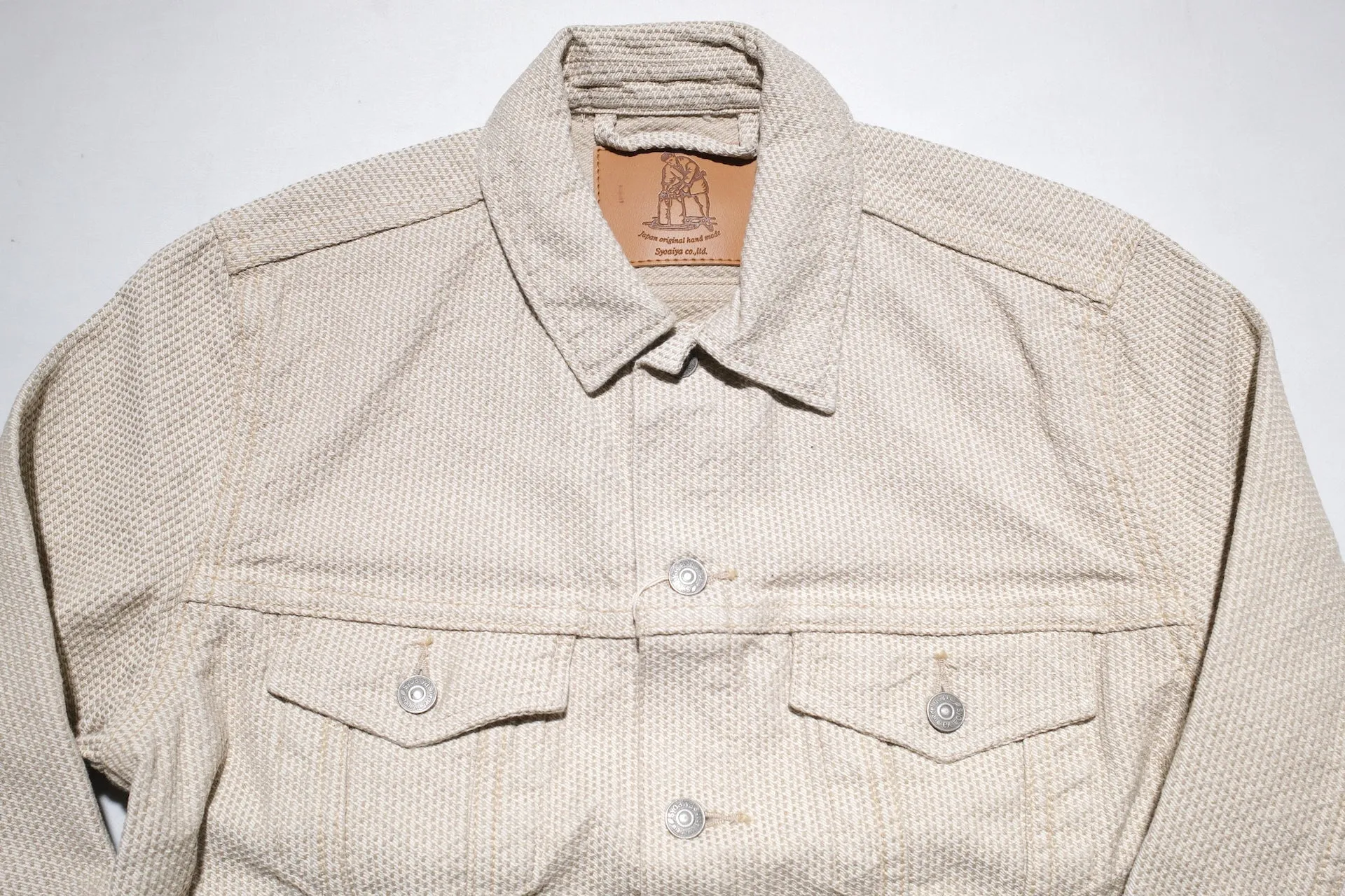 Pure Blue Japan 12.5oz "Double-Warps" Sashiko Type 3 Jacket (Ivory X Beige)