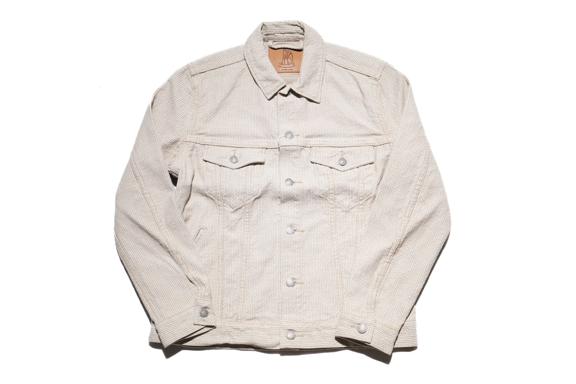 Pure Blue Japan 12.5oz "Double-Warps" Sashiko Type 3 Jacket (Ivory X Beige)