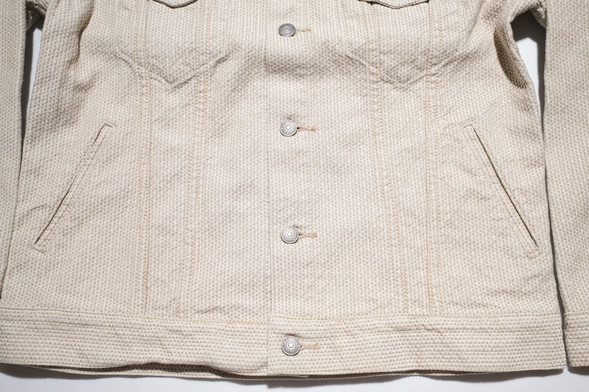 Pure Blue Japan 12.5oz "Double-Warps" Sashiko Type 3 Jacket (Ivory X Beige)