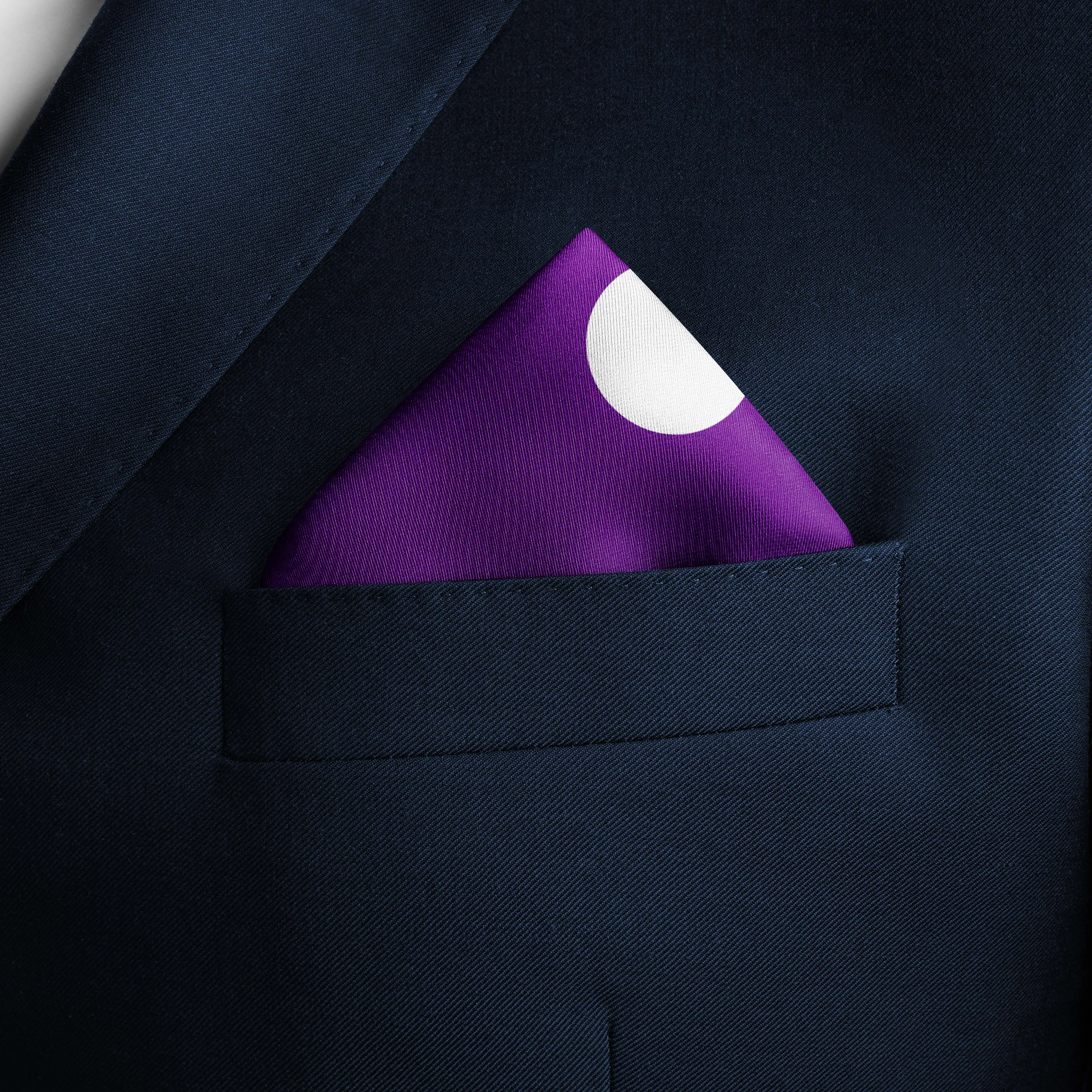PURPLE POLKA DOTS SILK POCKET SQUARE