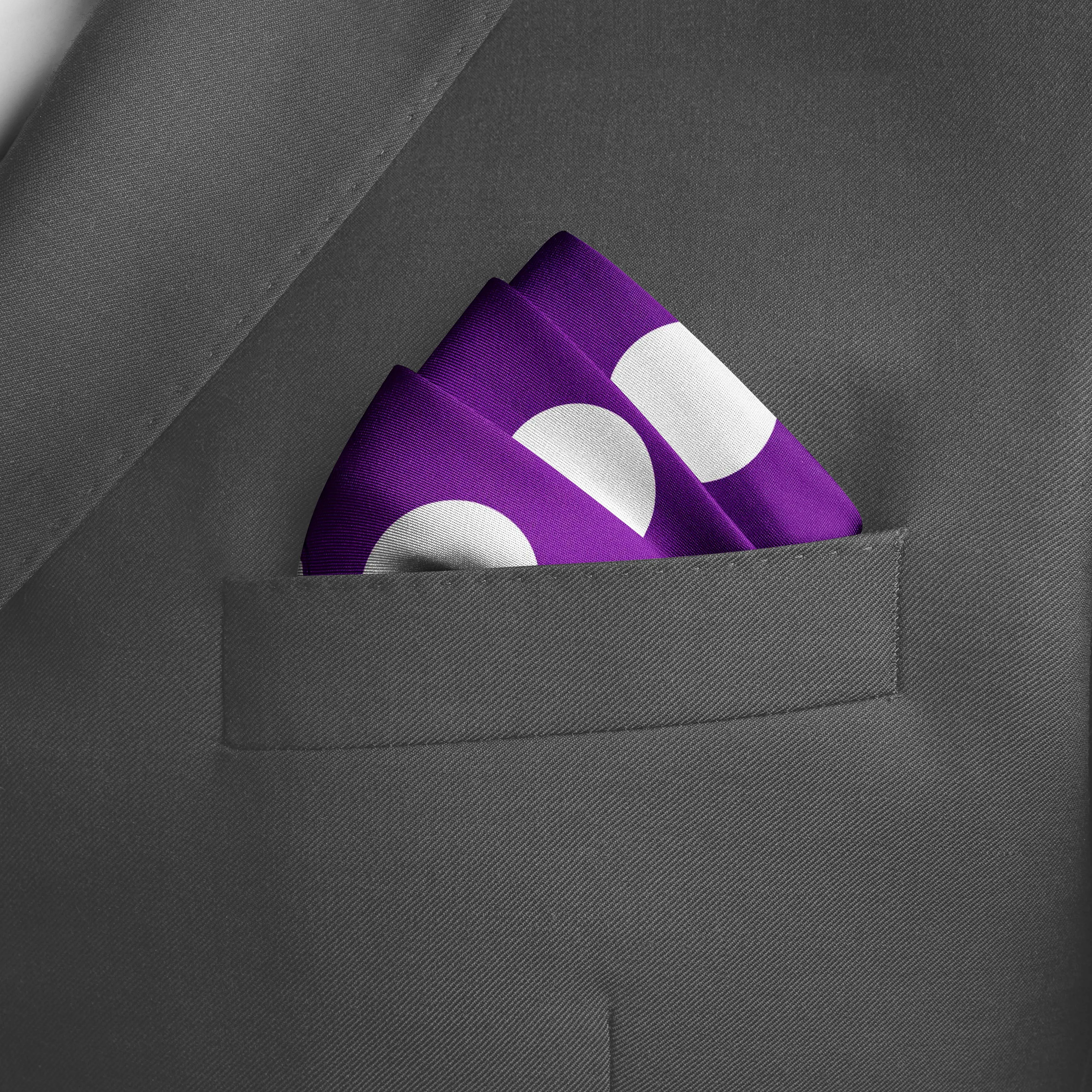 PURPLE POLKA DOTS SILK POCKET SQUARE