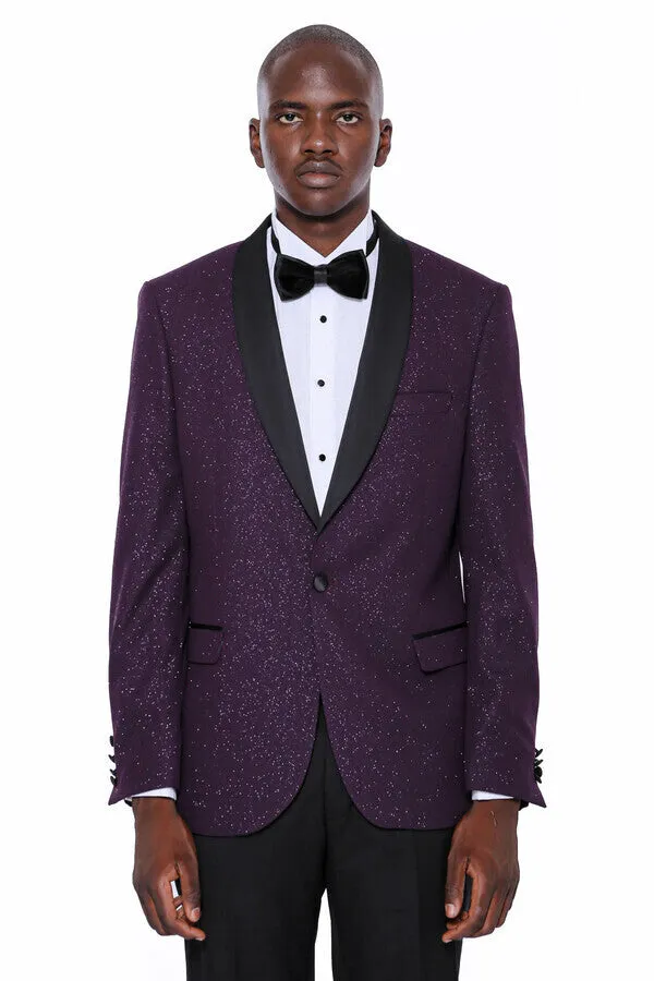 Purple Shawl Lapel Tuxedo Jacket - Wessi