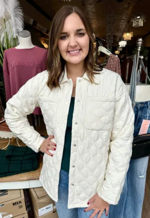 Quilted Floral Motif Shacket