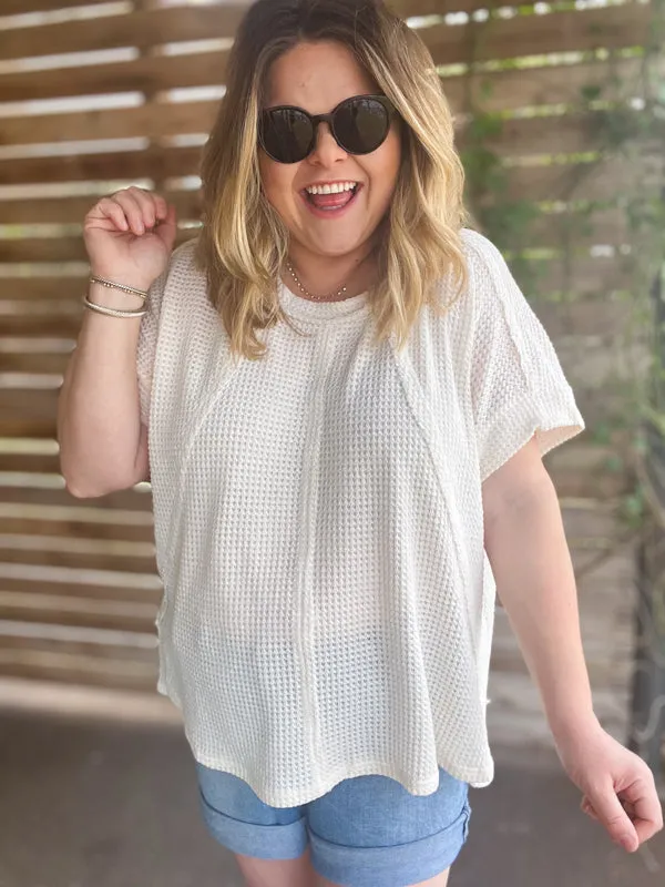"Easy & Breezy" Curvy Waffle Knit Top
