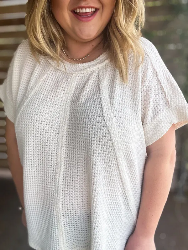 "Easy & Breezy" Curvy Waffle Knit Top