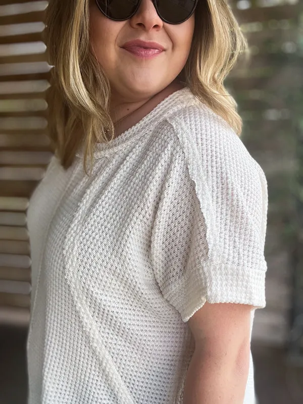 "Easy & Breezy" Curvy Waffle Knit Top