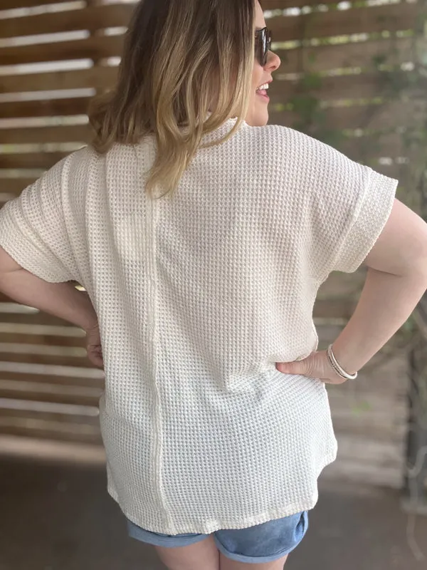 "Easy & Breezy" Curvy Waffle Knit Top