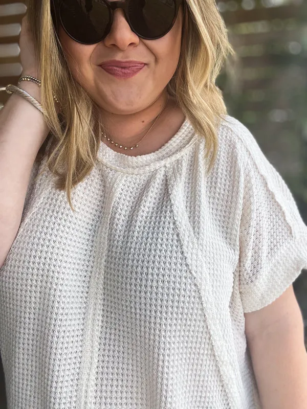 "Easy & Breezy" Curvy Waffle Knit Top