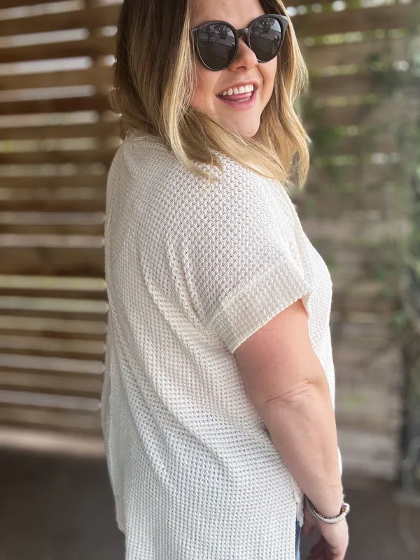 "Easy & Breezy" Curvy Waffle Knit Top