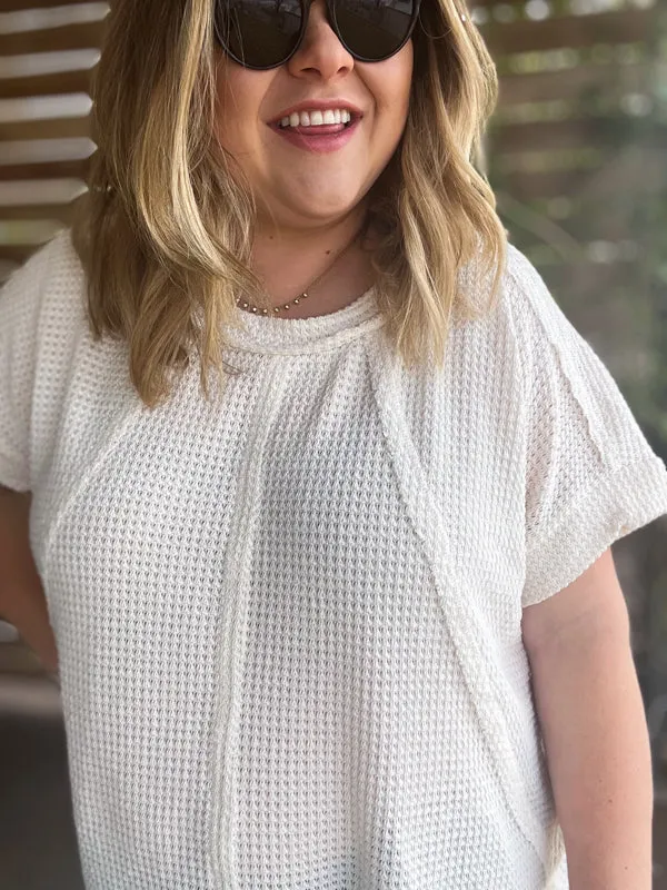 "Easy & Breezy" Curvy Waffle Knit Top