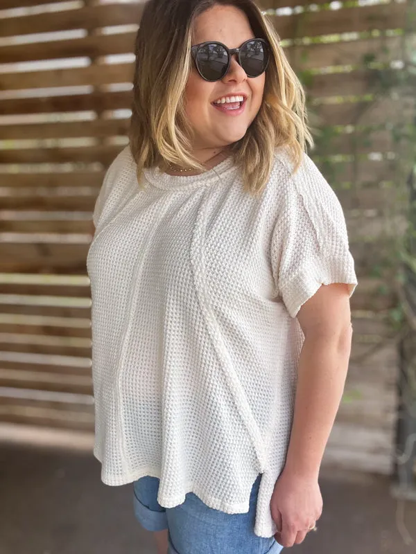 "Easy & Breezy" Curvy Waffle Knit Top