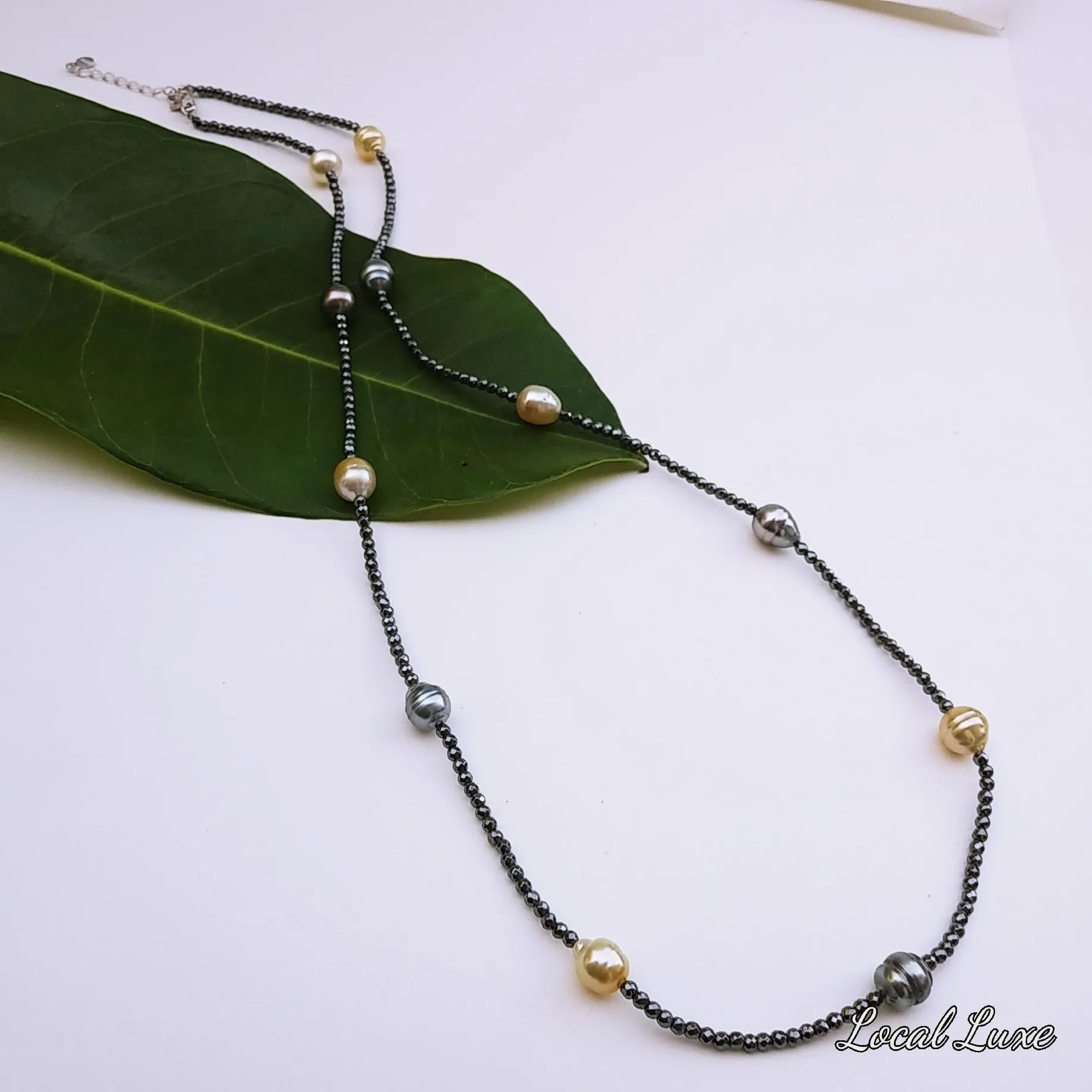 "The Space Between" Necklace - Tahitian & South Sea Pearls, Hematite