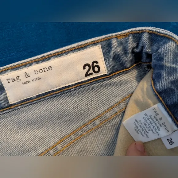 Rag &amp; Bone Anna Denim Front Zip Distressed Mini Skirt NWT