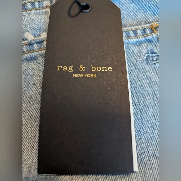 Rag &amp; Bone Anna Denim Front Zip Distressed Mini Skirt NWT
