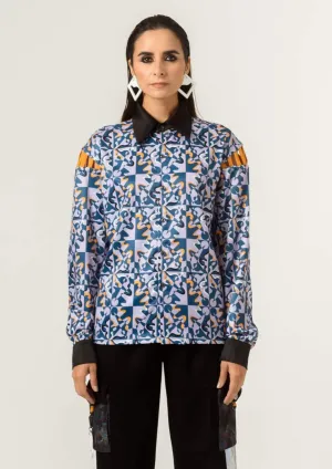 Rage print shoulder detailed shirt