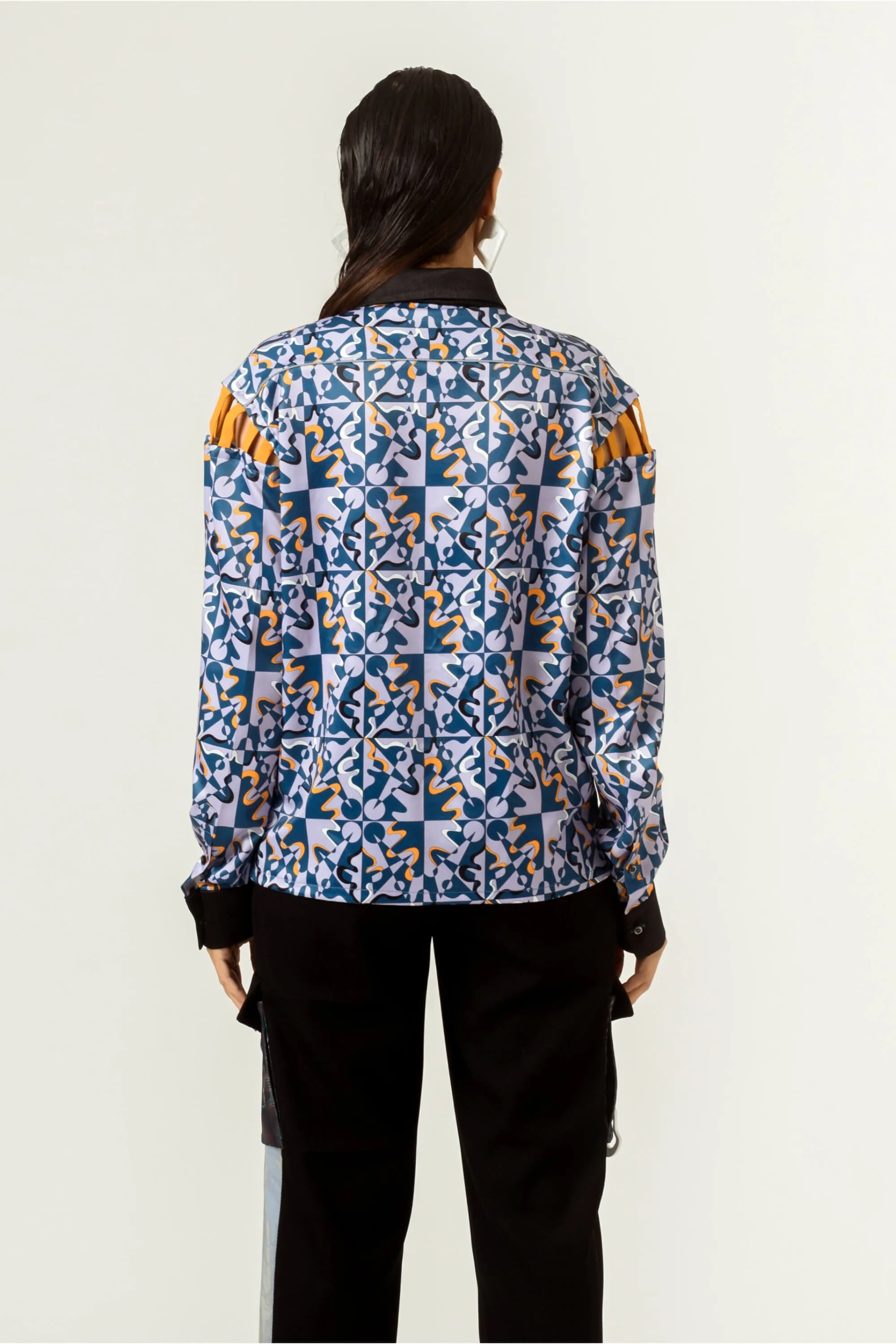 Rage print shoulder detailed shirt