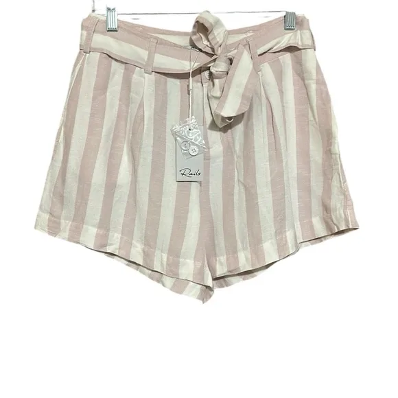 Rails NWT Katy Short in Petal Striped Pink Linen Blend Size Large