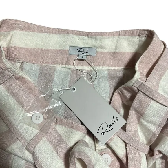 Rails NWT Katy Short in Petal Striped Pink Linen Blend Size Large