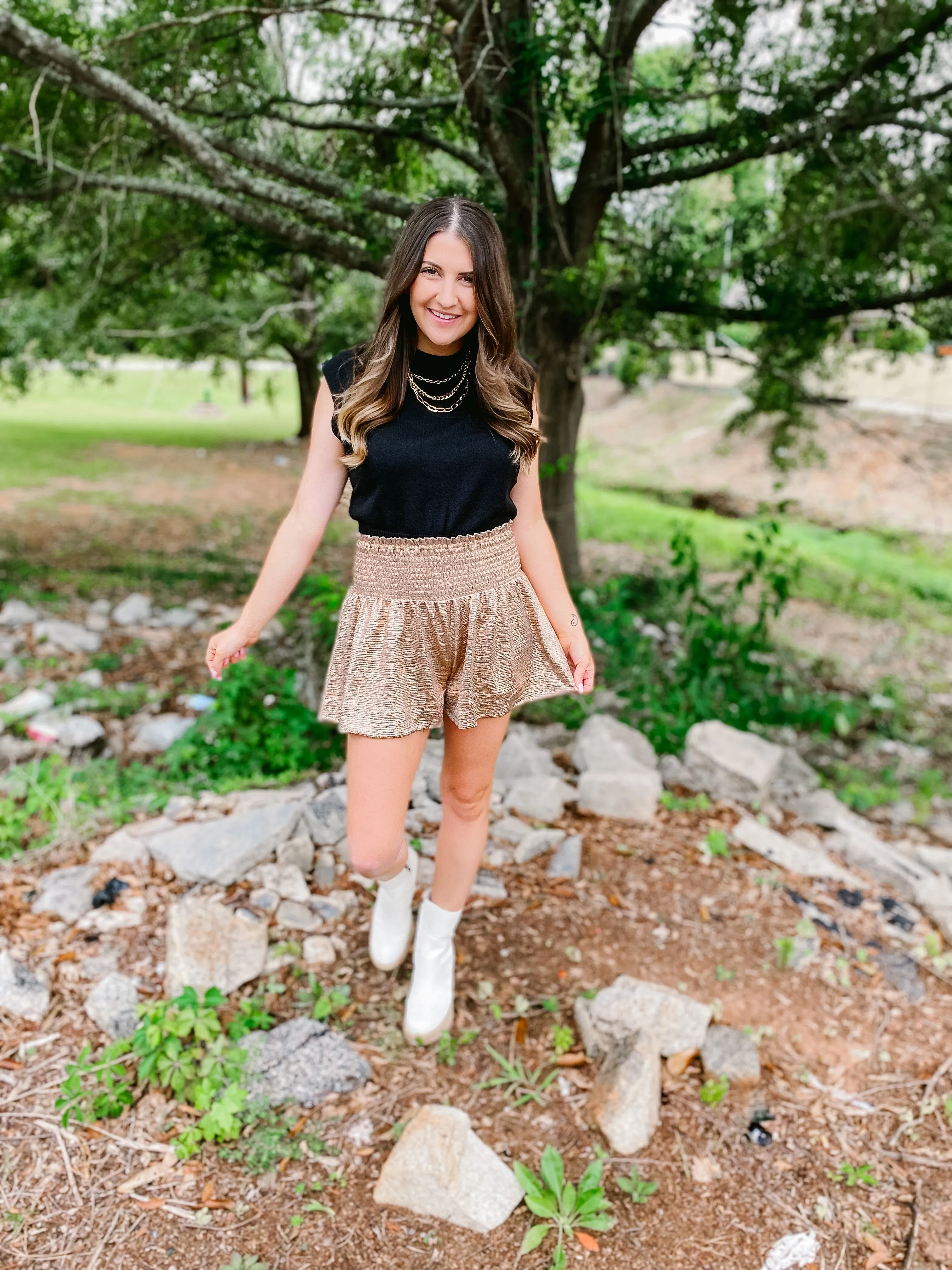 Razzle Dazzle Gold Swing Shorts