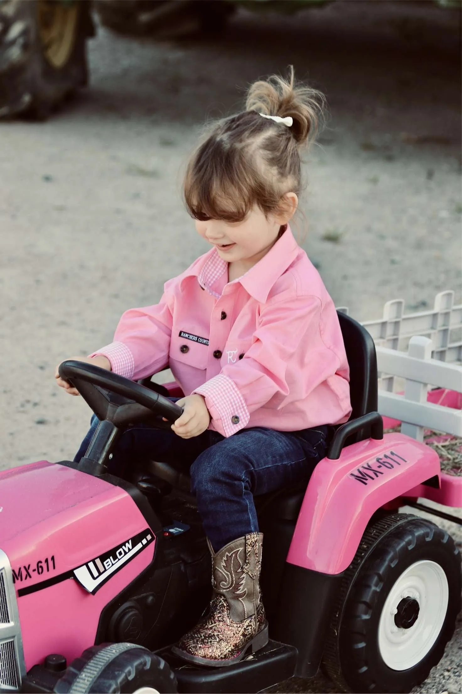 RC "Rose" Kids Long Sleeve quarter Button - Pink