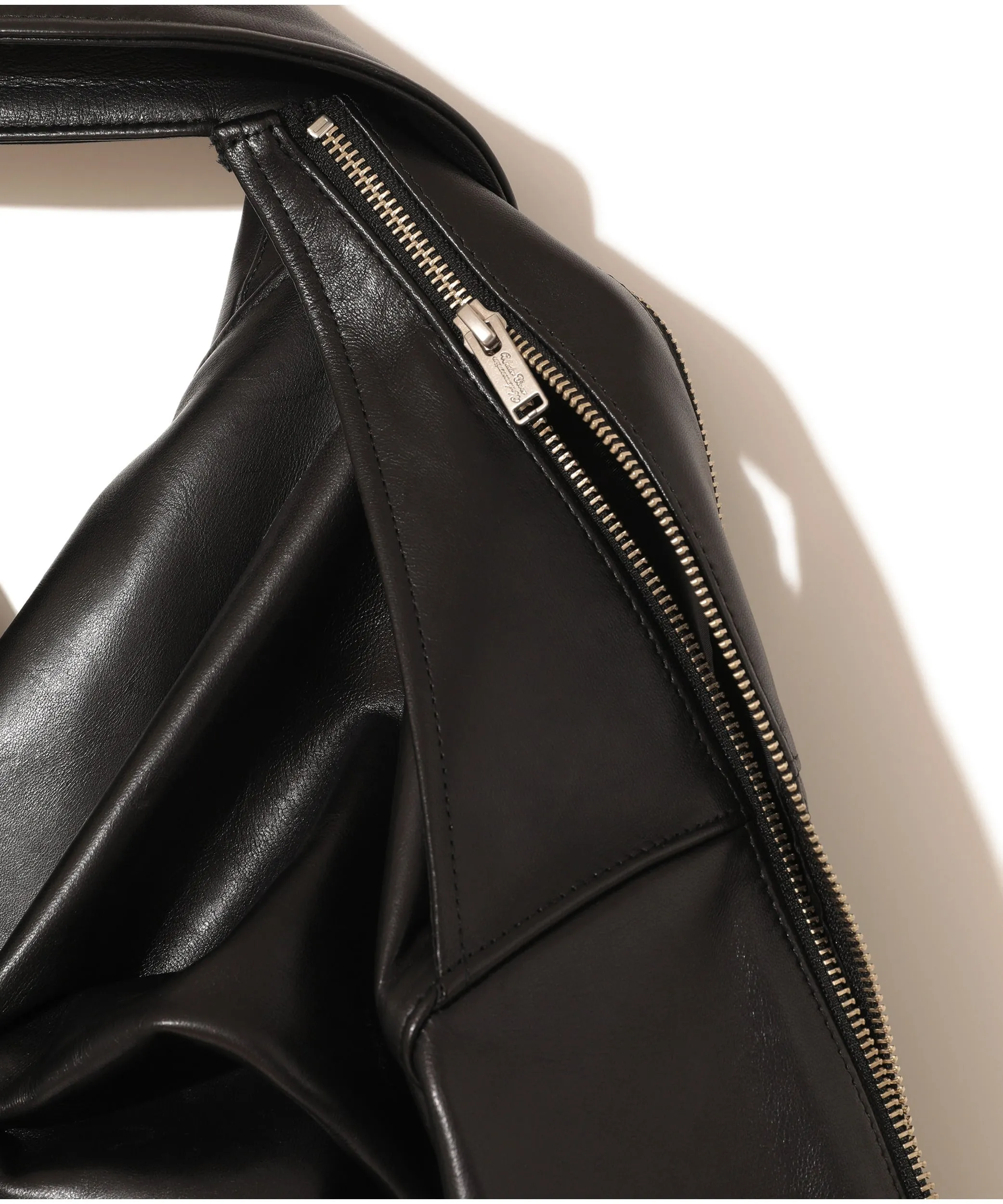 REAR-TIE LEATHER BIKER JACKET