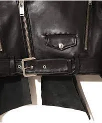 REAR-TIE LEATHER BIKER JACKET