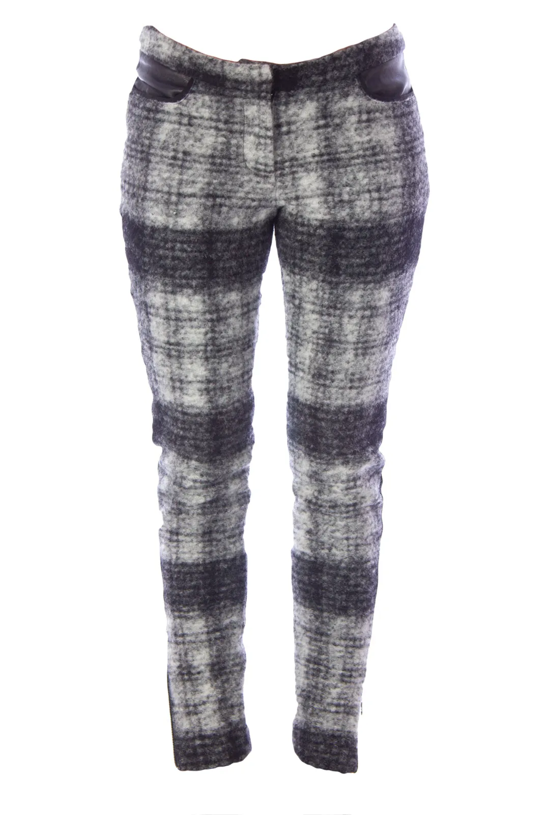 REBECCA MINKOFF Women's Grey Check Skinny Zip Nicholas Pants Sz 0 $398 NWT