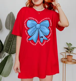Red Lewisburg Powder Blue Bow Shirt / Youth and Adult Sizes/ Lewisburg -Desoto County Schools / Mississippi School Shirt