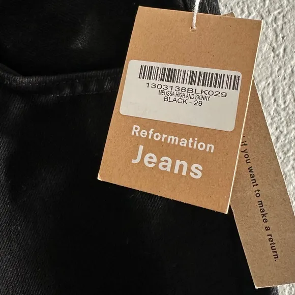 REFORMATION Melissa High &amp; Skinny Black Wash Denim Jeans in Size 29 Made in USA