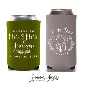 Regular & Slim Can Cooler Wedding Package #187RS - Custom Pet Illustration