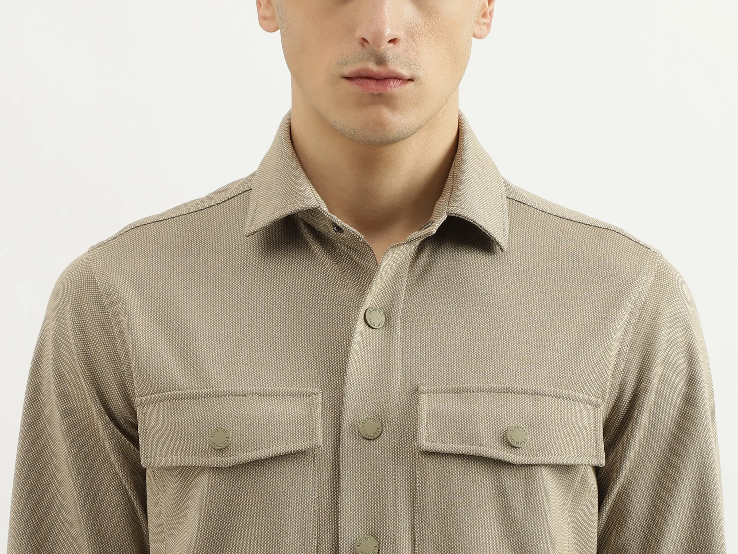 Regular Spread Collar Solid Shirts