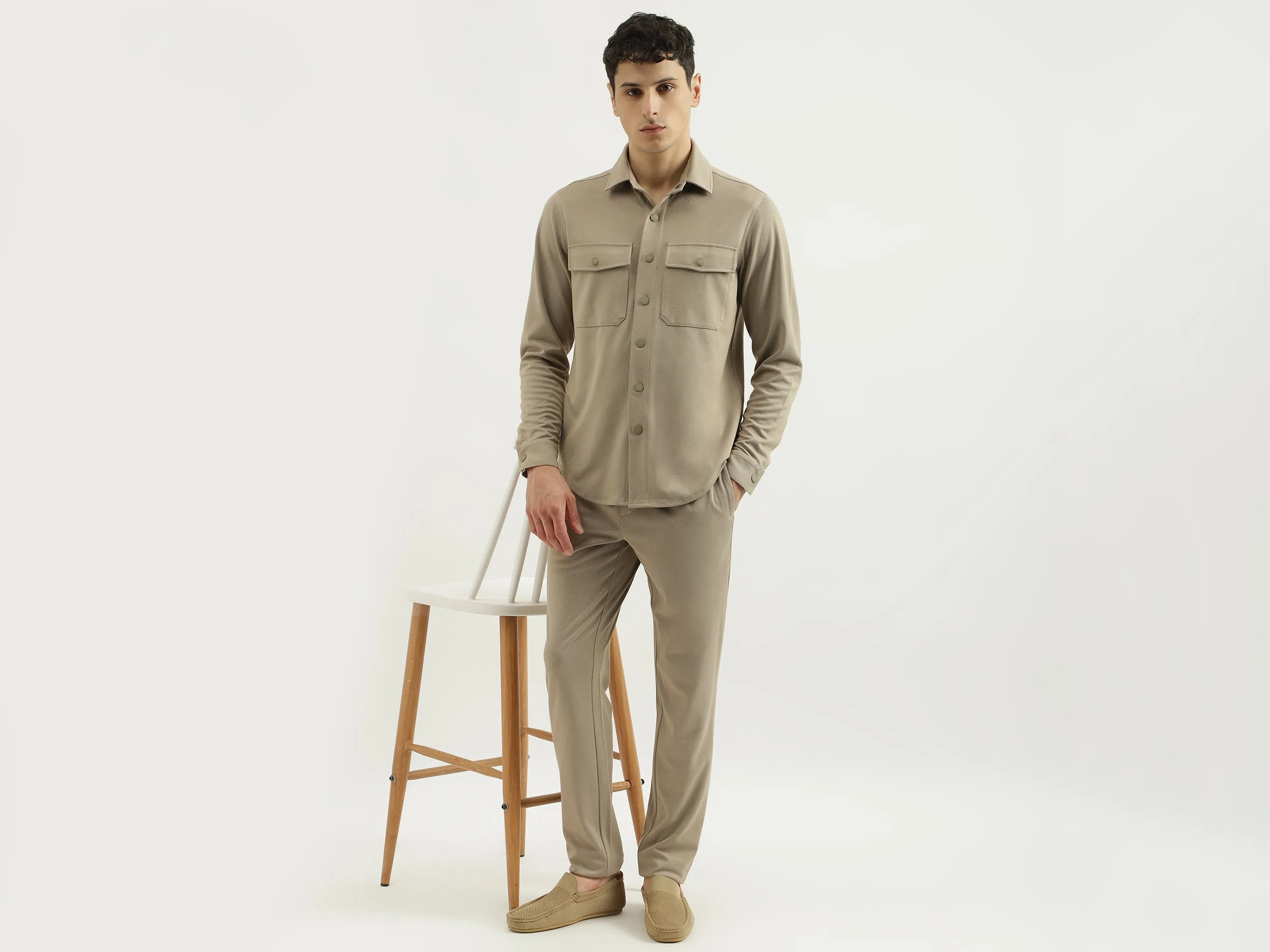Regular Spread Collar Solid Shirts