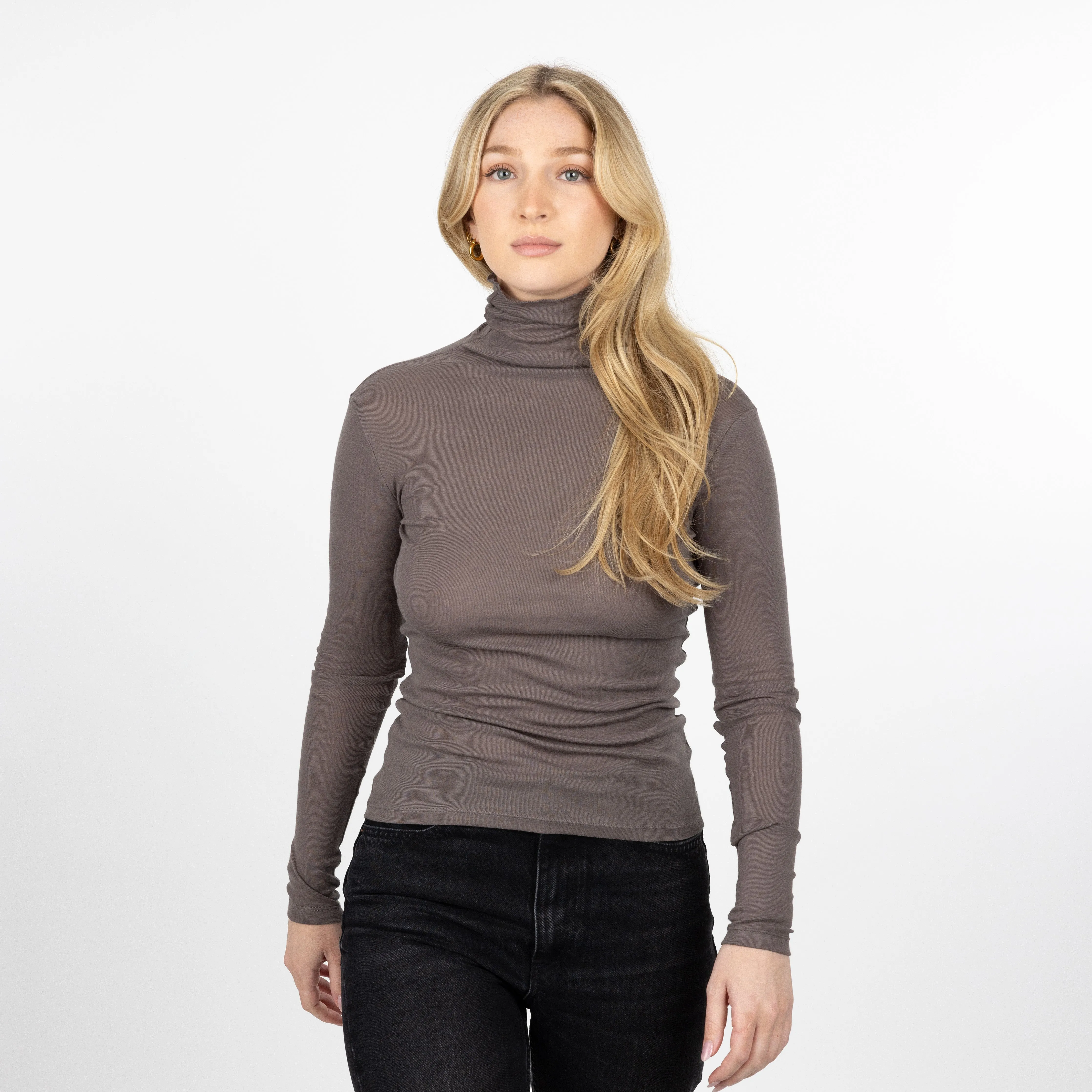 Ribbed Cotton Long Sleeve Turtle Neck - Eiffel Tower