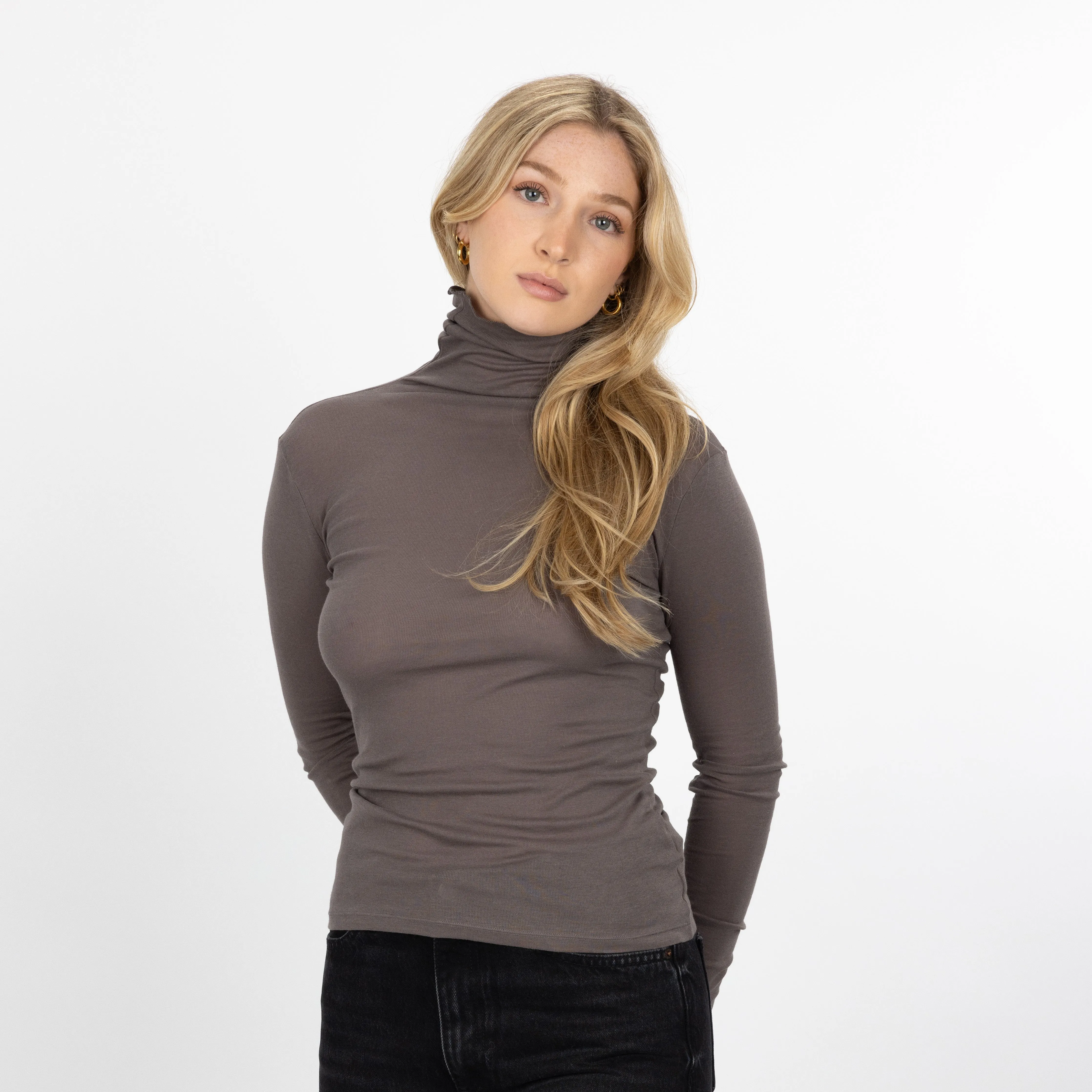 Ribbed Cotton Long Sleeve Turtle Neck - Eiffel Tower