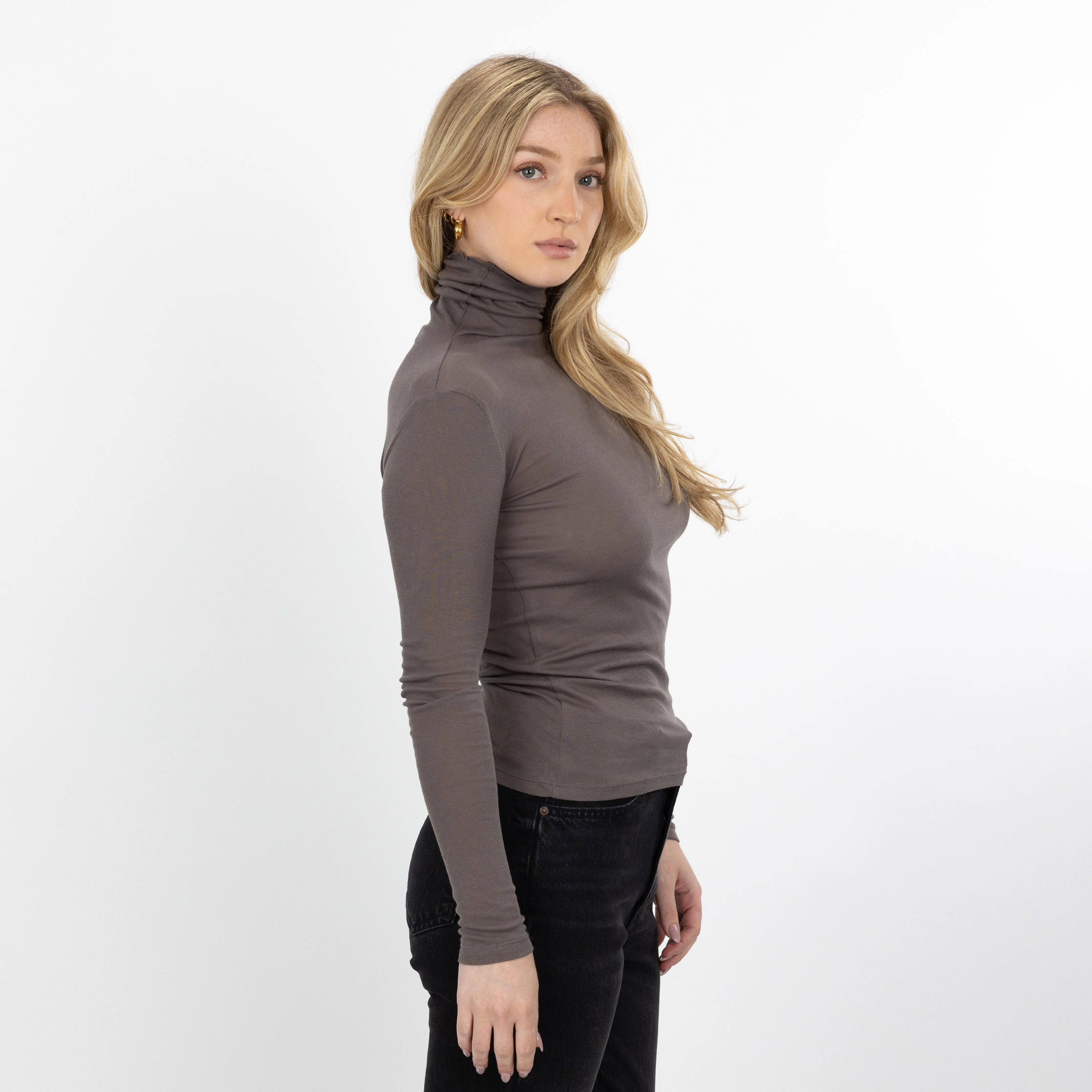 Ribbed Cotton Long Sleeve Turtle Neck - Eiffel Tower
