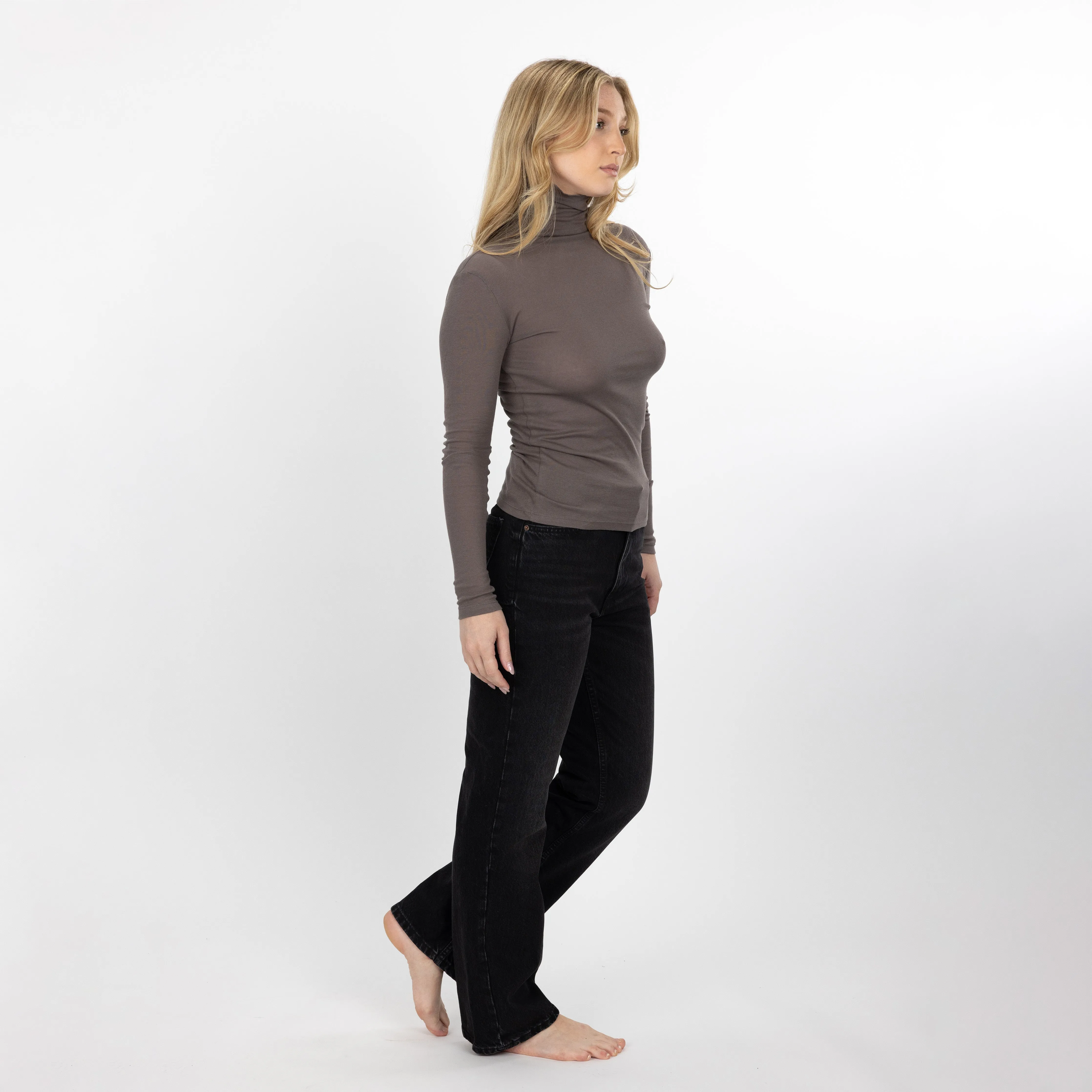 Ribbed Cotton Long Sleeve Turtle Neck - Eiffel Tower