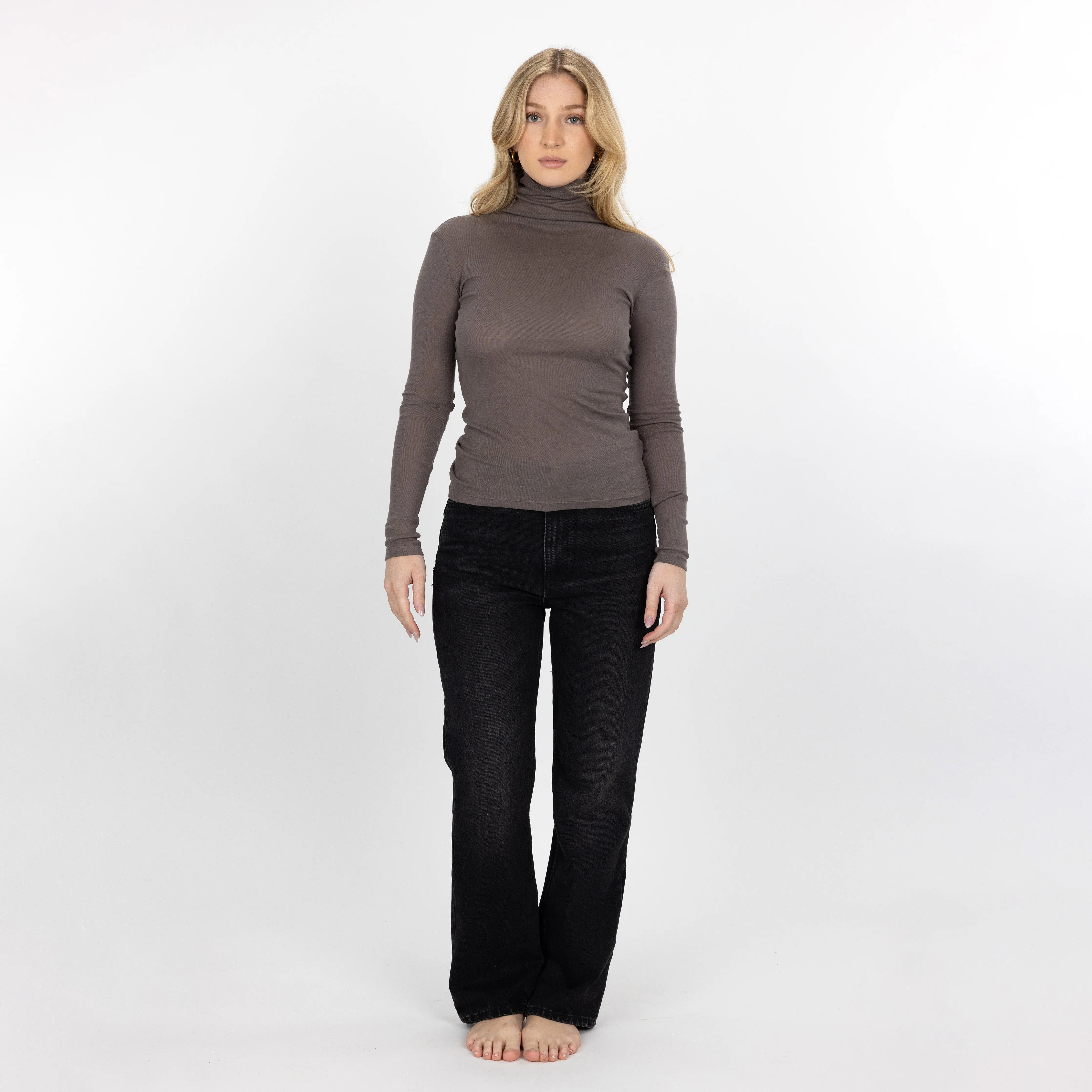 Ribbed Cotton Long Sleeve Turtle Neck - Eiffel Tower