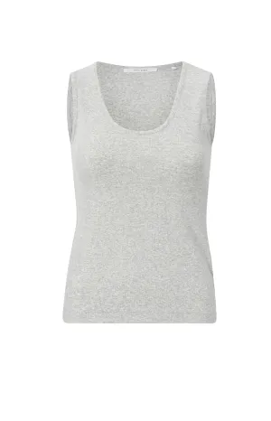Ribbed singlet with low round neck and a regular fit