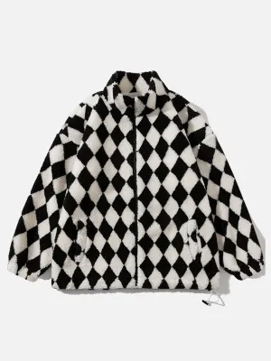 Rimiro - Diamond Pattern Sherpa Winter Coat