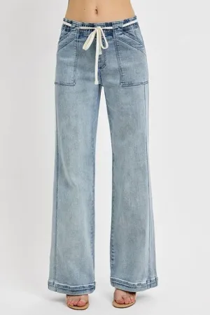 RISEN Full-Size Straight Leg Jeans with Functional Pockets