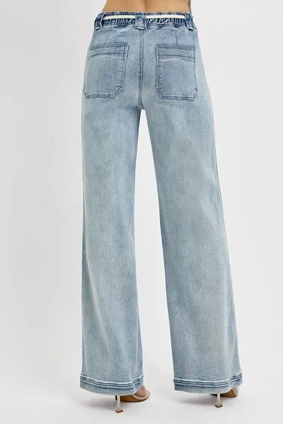 RISEN Full-Size Straight Leg Jeans with Functional Pockets