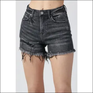 RISEN Raw Hem Denim Shorts with Pockets