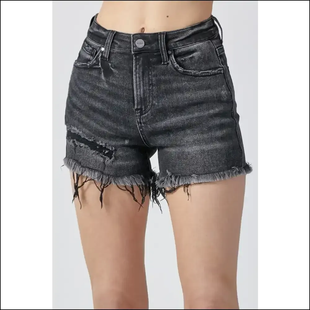 RISEN Raw Hem Denim Shorts with Pockets