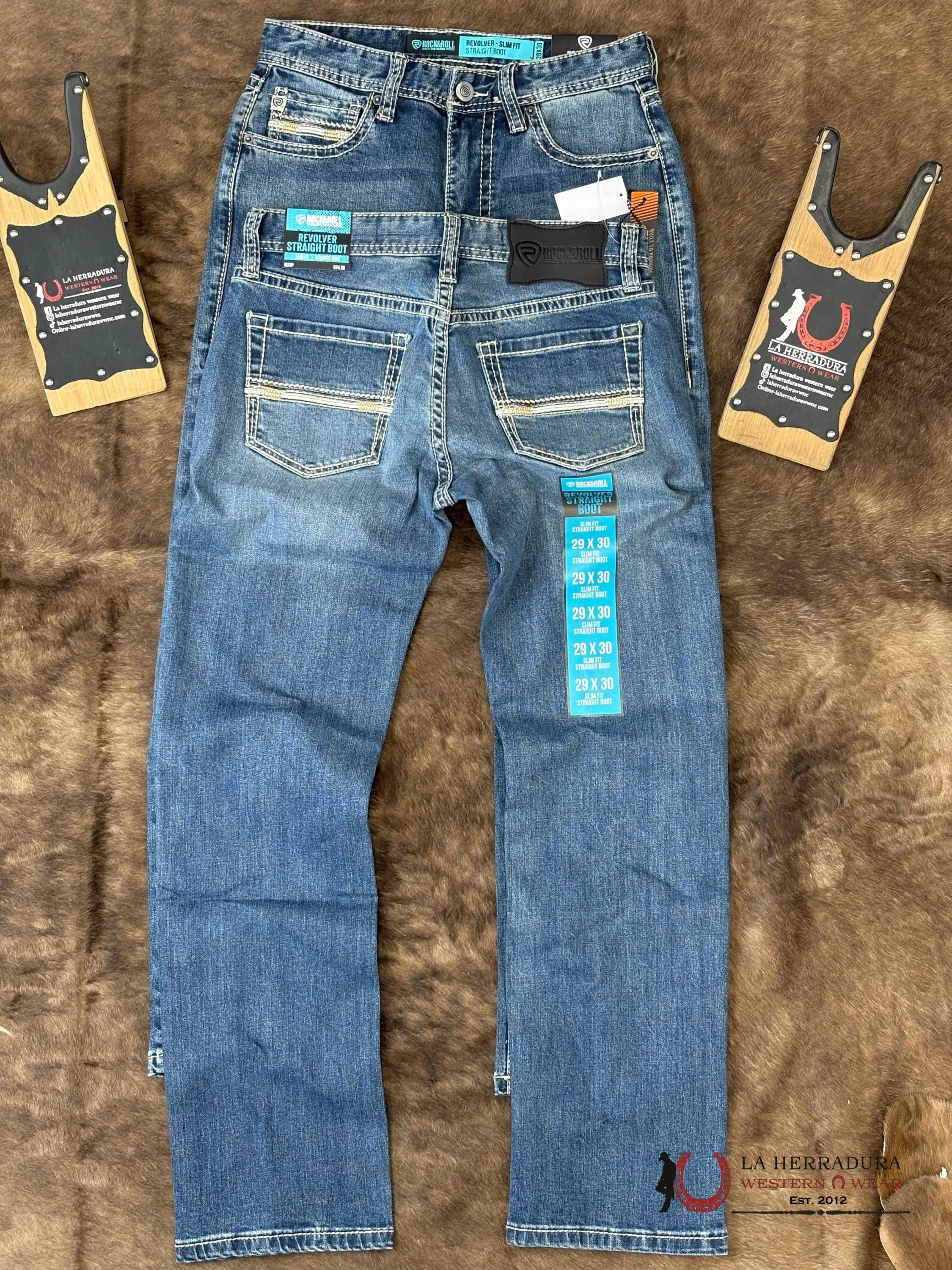 ROCK AND ROLL Medium Vintage Slim Fit Straight Boot Emb. Revolver