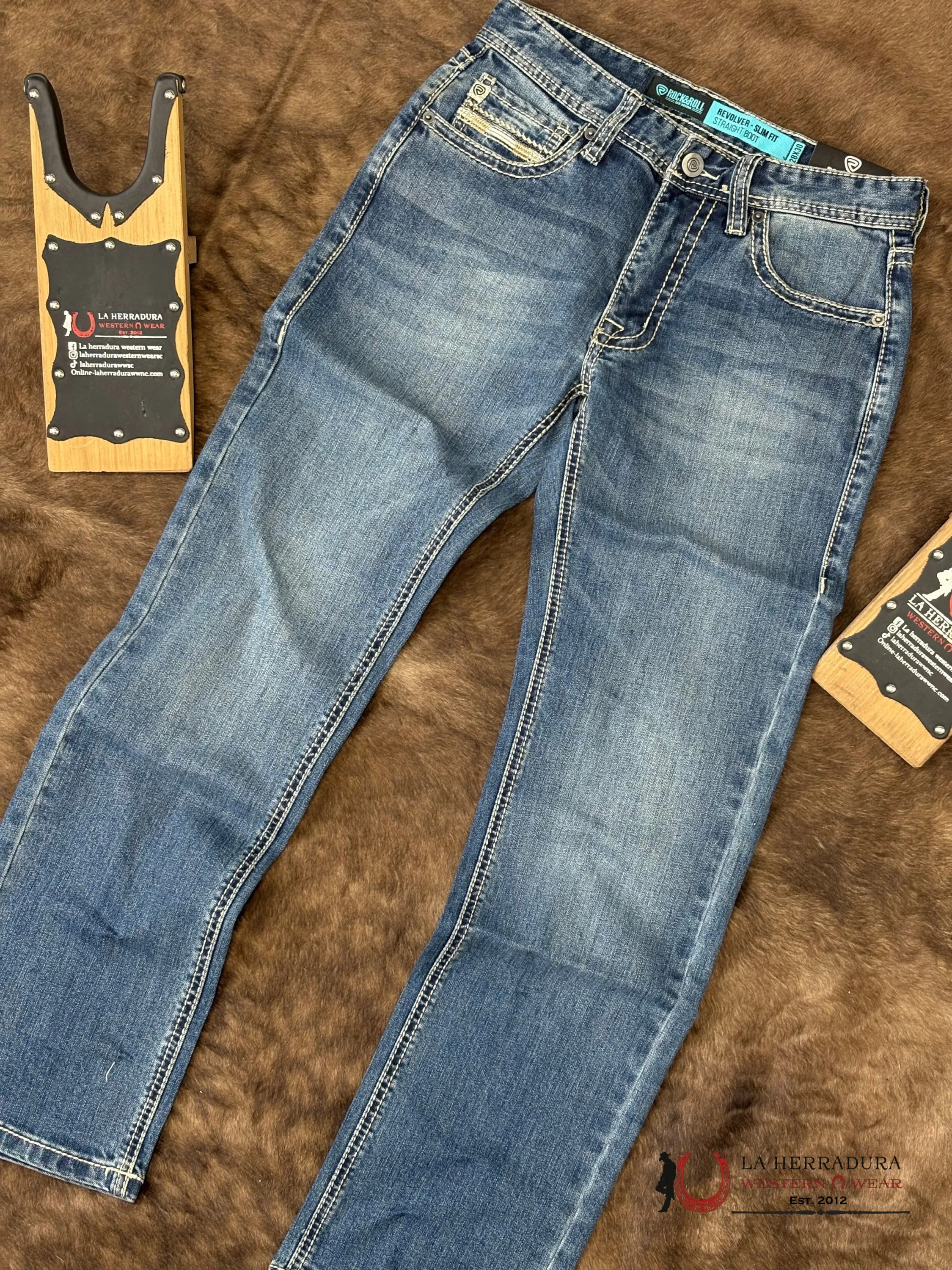 ROCK AND ROLL Medium Vintage Slim Fit Straight Boot Emb. Revolver