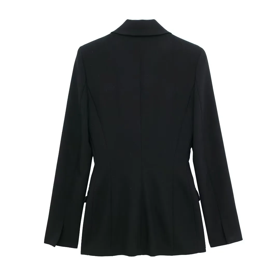 Satin Lapel Deep V Tuxedo Blazer and Shorts Set