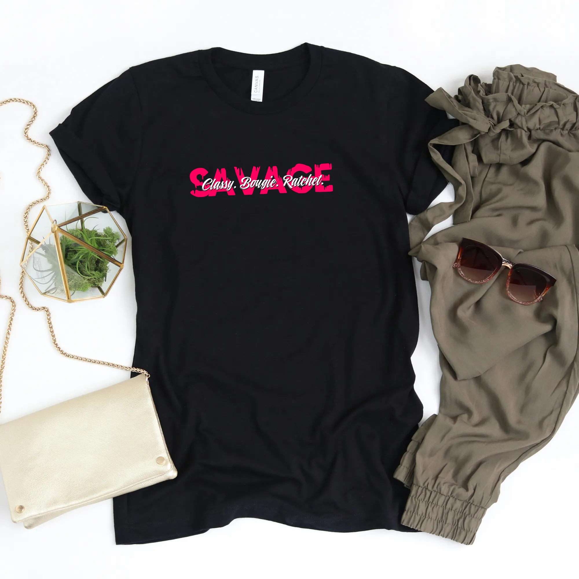 Savage. Classy Bougie! Boss Chic T-Shirt - Boss Babe (Words Middle)